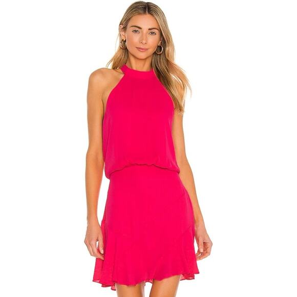 Krisa x Revolve Asymmetrical Flare Halter Mini Dress NWT Size Small - Picture 1 of 3